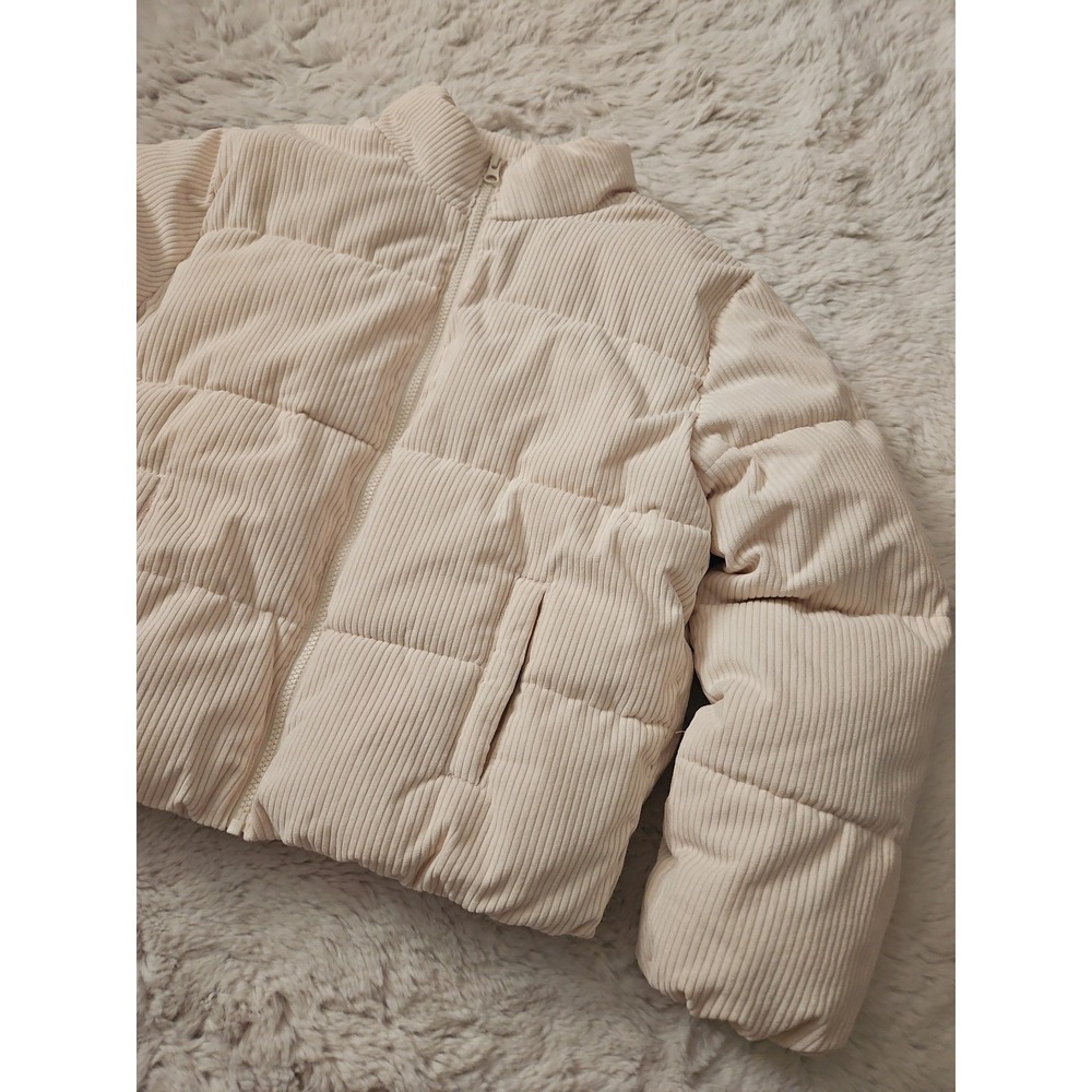 Sugar & Jade Youth Girls Cream Corduroy Puffer Jacket Size L (12-14)